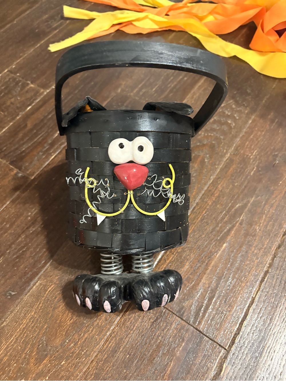 Black Cat Decorative Toy Basket - Black